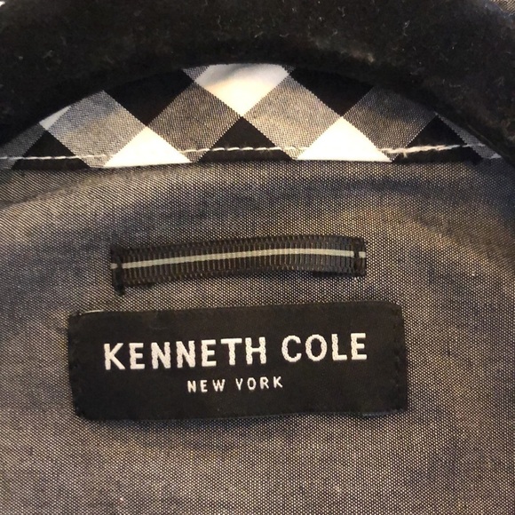 Men’s Kenneth Cole Black and White Gingham Check Button Down Dress Shirt Size L - Picture 8 of 9